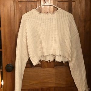 White Distressed Sweater